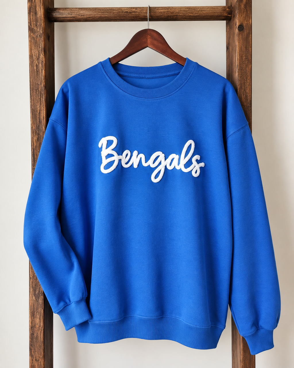 Blaine Bengals Fuzzy Crewneck--Royal Blue