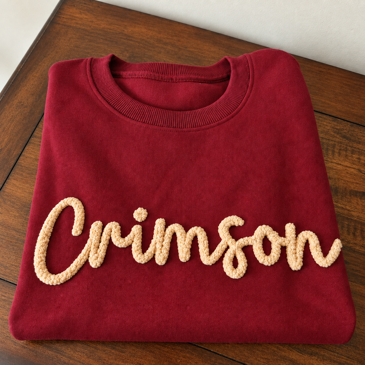 Maple Grove Crimson Fuzzy Crewneck