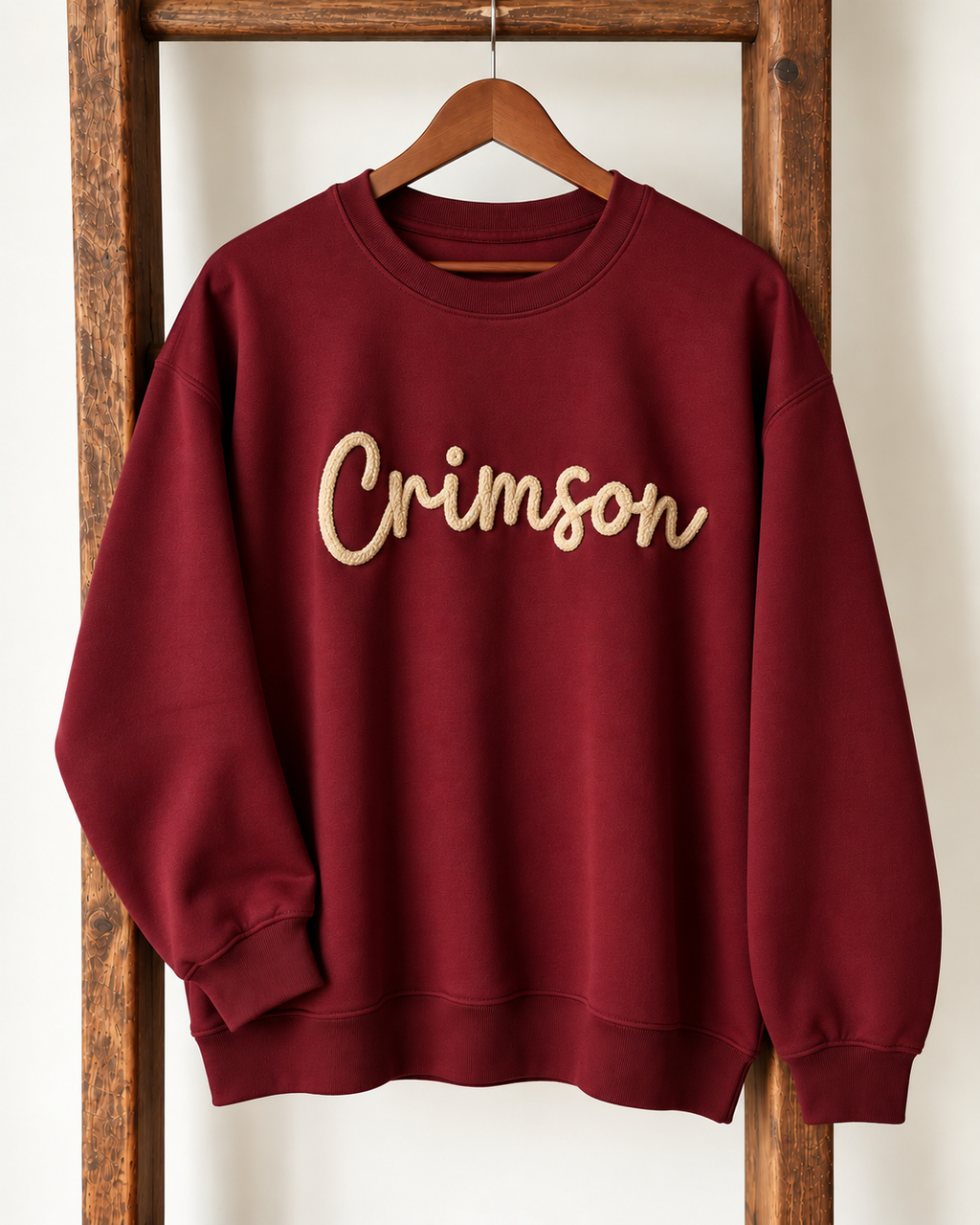 Maple Grove Crimson Fuzzy Crewneck
